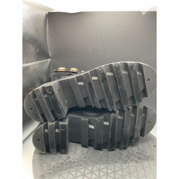 Chelsea Boots Black with Block Heel & Bedazzled Gem Cuff Size 9 Chunky Blingy - Picture 7 of 13